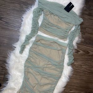 2 Piece Ruched Skirt Set from Fashion Nova